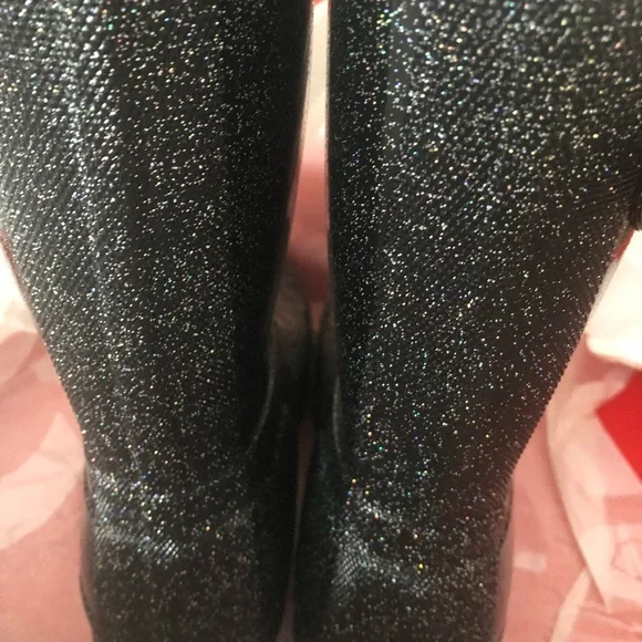 Hunter Black Glitter Rain Boots - Picture 3 of 8